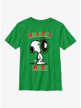 Peanuts Holiday Mode Snoopy Wreath Youth T-Shirt, KELLY, hi-res