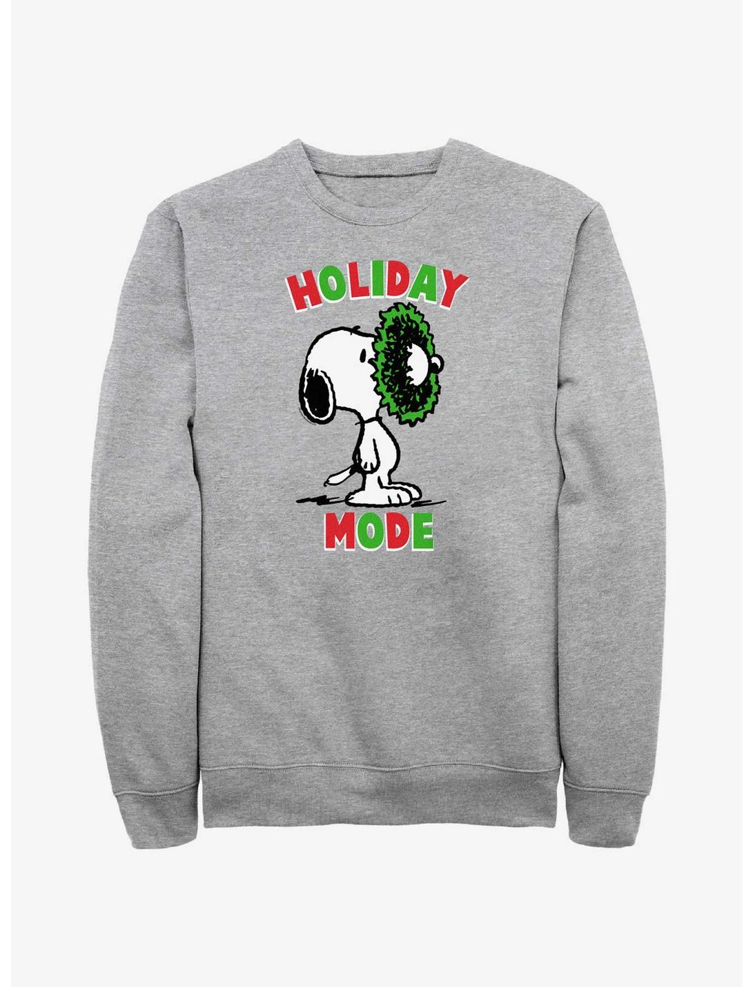 Peanuts Holiday Mode Snoopy Wreath Sweatshirt, ATH HTR, hi-res