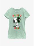 Peanuts Holiday Mode Snoopy Wreath Youth Girls T-Shirt, GRN APPLE, hi-res