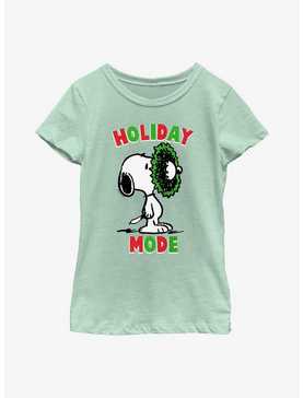 Peanuts Holiday Mode Snoopy Wreath Youth Girls T-Shirt, , hi-res