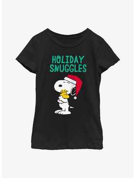 Peanuts Snoopy and Woodstock Holiday Snuggles Youth Girls T-Shirt, , hi-res