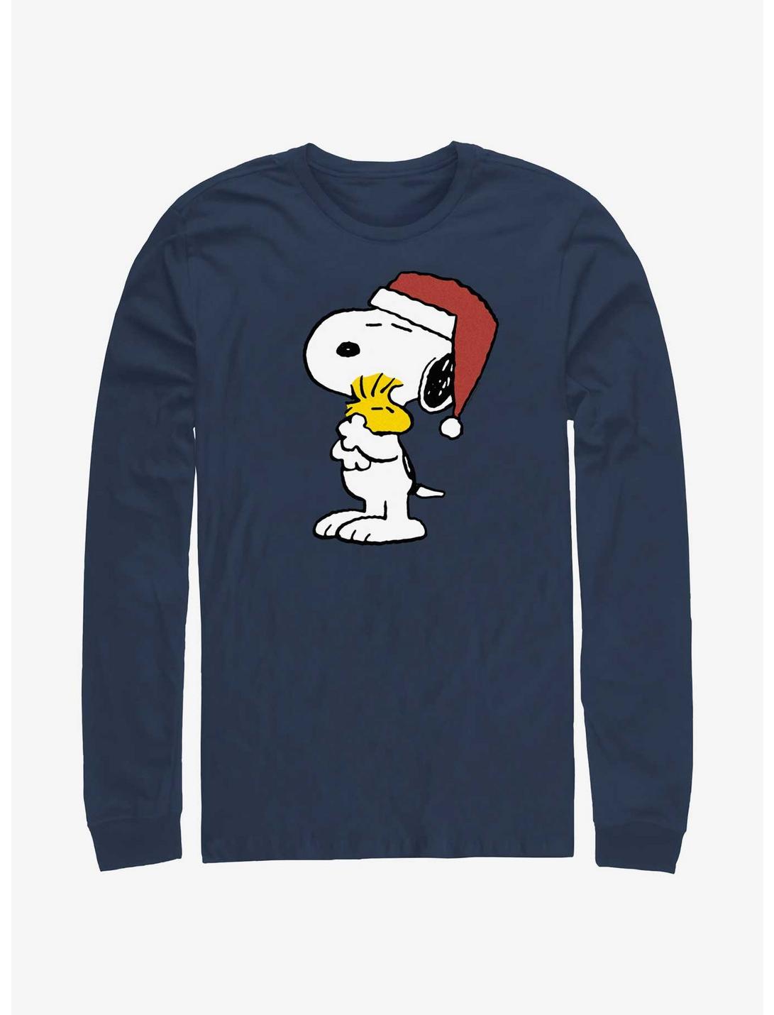 Peanuts Snoopy & Woodstock Holiday Hugs Long-Sleeve T-Shirt, NAVY, hi-res