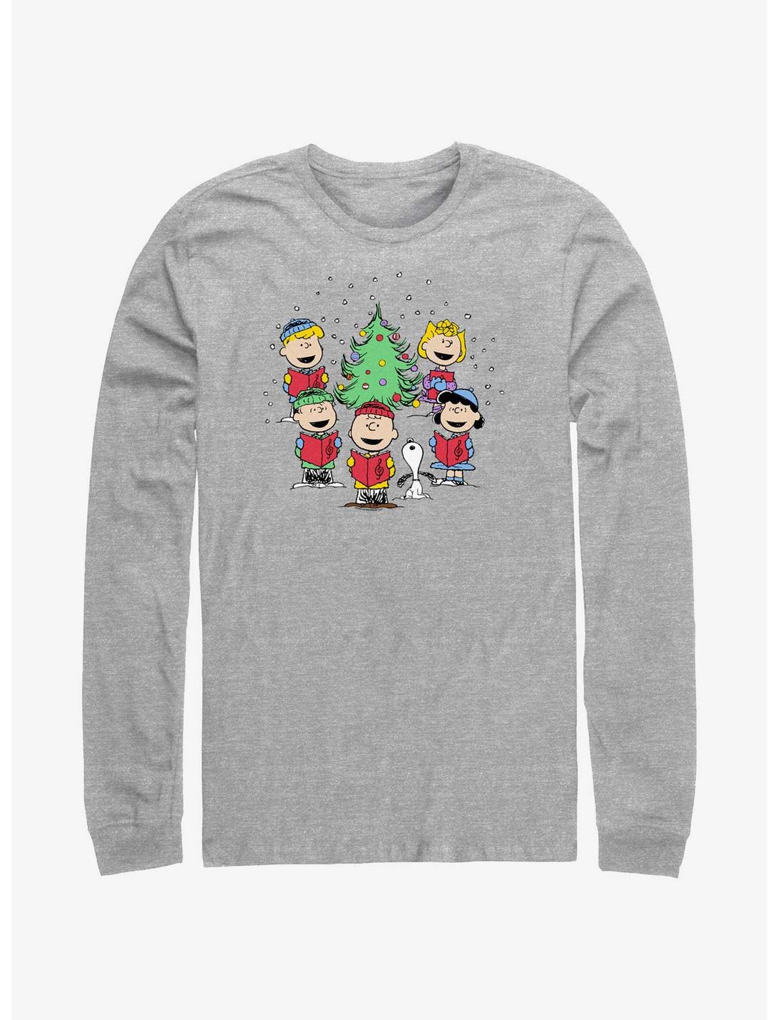Peanuts Snoopy and Friends Christmas Caroling Long-Sleeve T-Shirt, ATH HTR, hi-res
