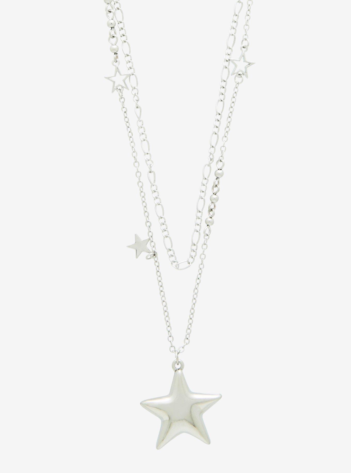 Dainty Silver Lock Star Pendant Necklace For Women