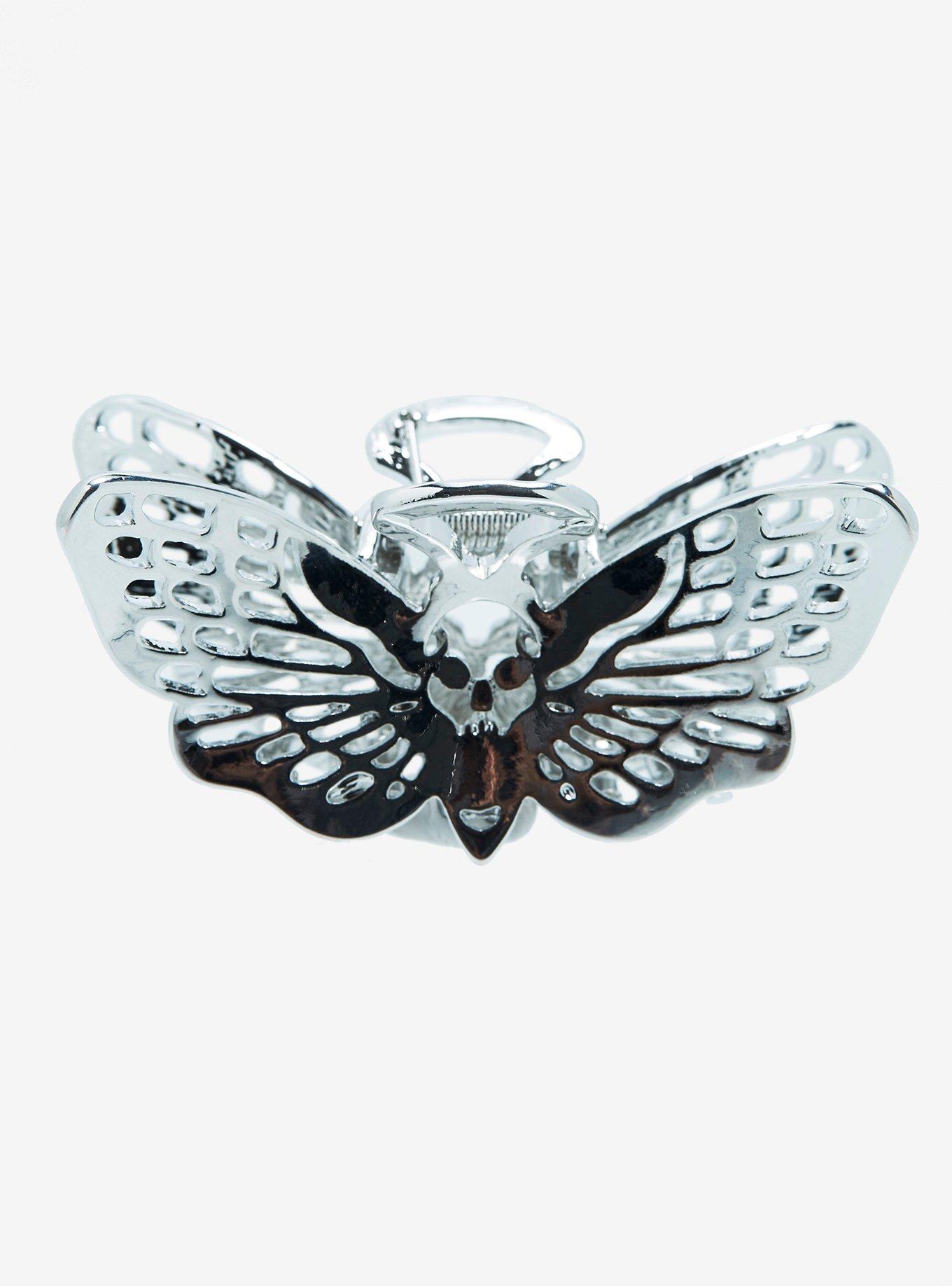 Silver Death Moth Claw Hair Clip, , hi-res