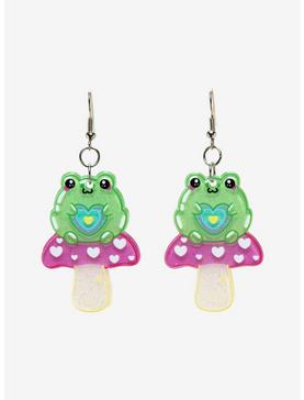 Kawaii Frog Mushroom Drop Earrings, , hi-res