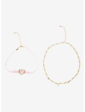 Bling Heart Chain Necklace Set, , hi-res