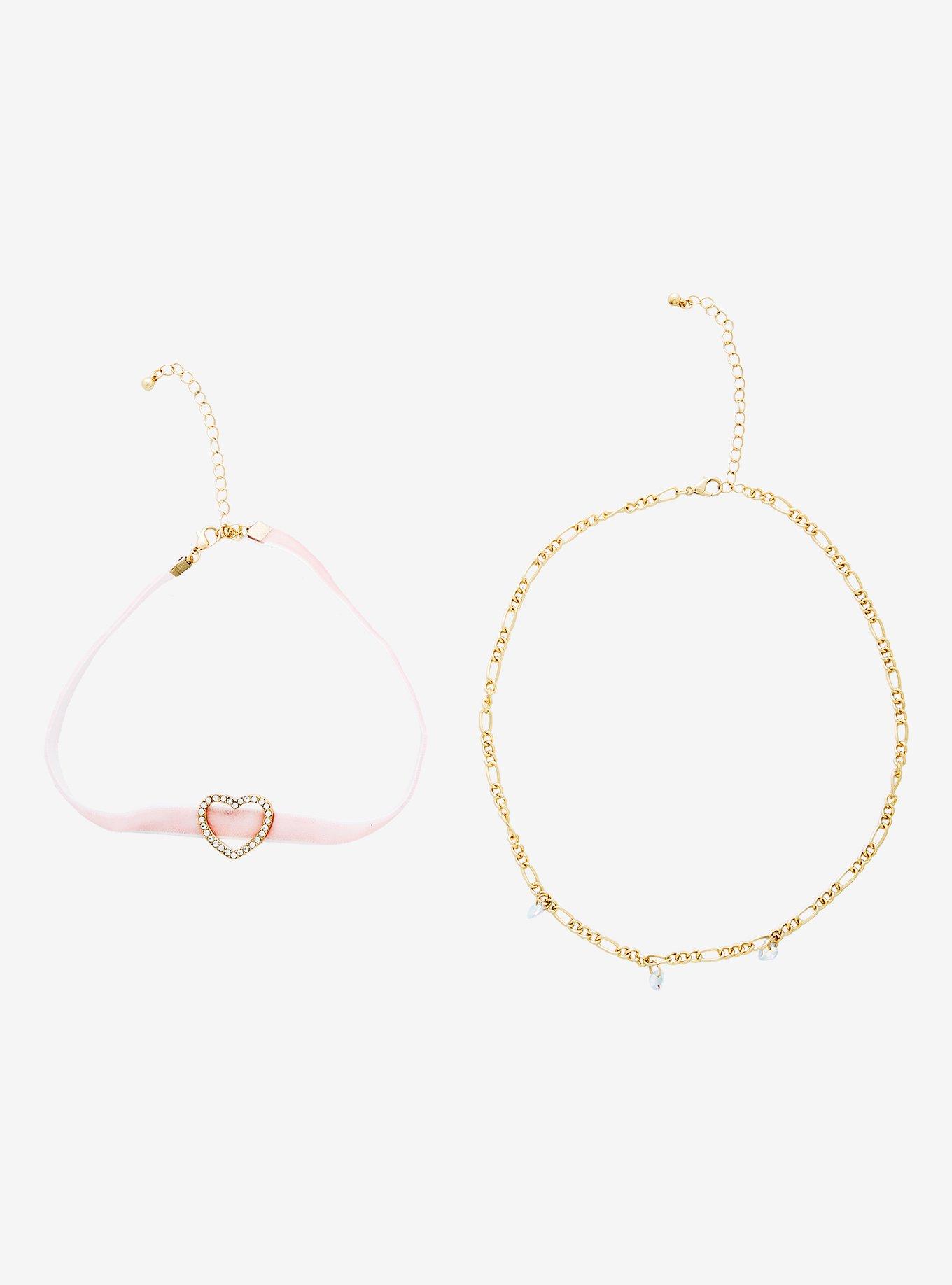Bling Heart Chain Necklace Set, , hi-res