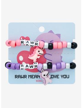 Pastel Dinosaur Rawr Best Friend Beaded Bracelet Set, , hi-res