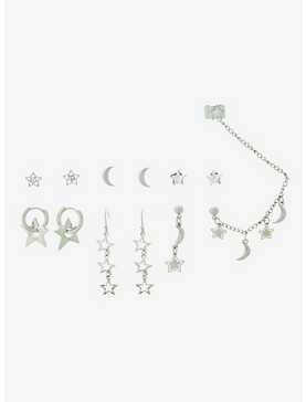Star Moon Charm Earring Set, , hi-res