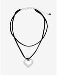 Silver Heart Double Cord Necklace, , hi-res