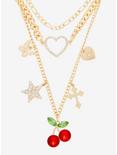 Cherry Heart Charm Layered Necklace, , hi-res