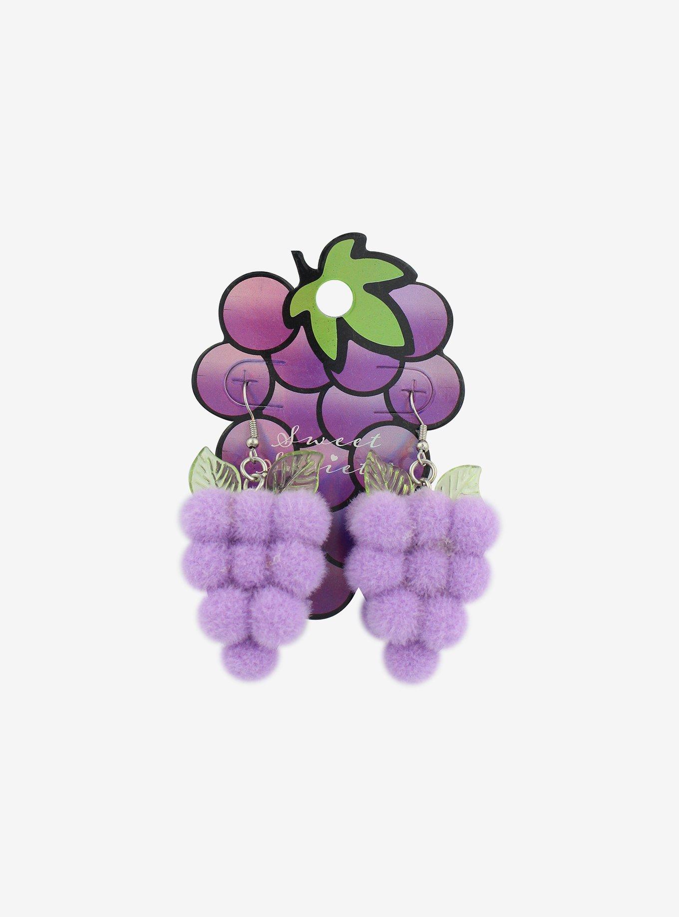 Sweet Society Grape Fuzzy 3D Drop Earrings, , hi-res