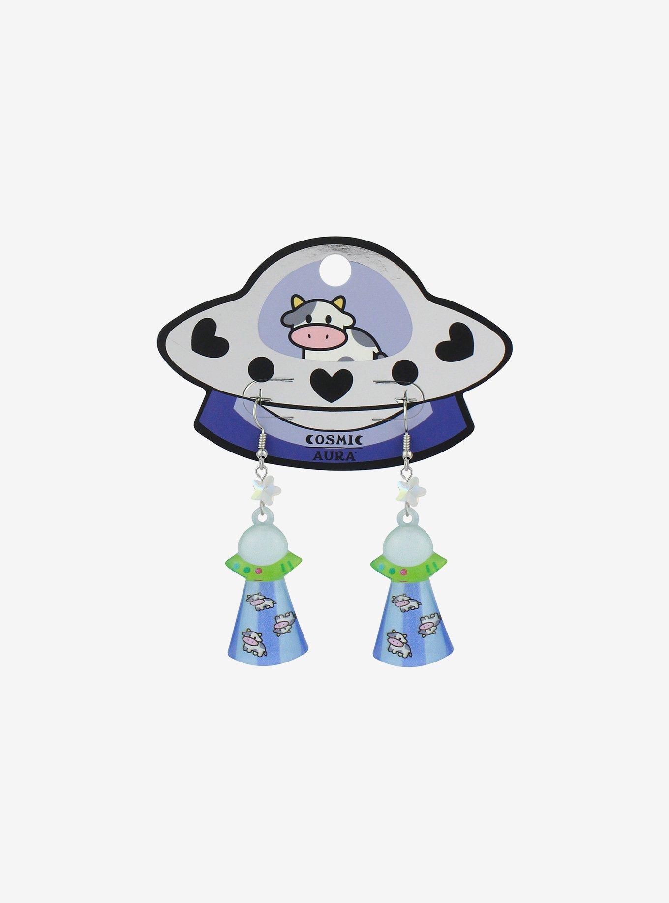 Cosmic Aura Cow UFO Drop Earrings, , hi-res