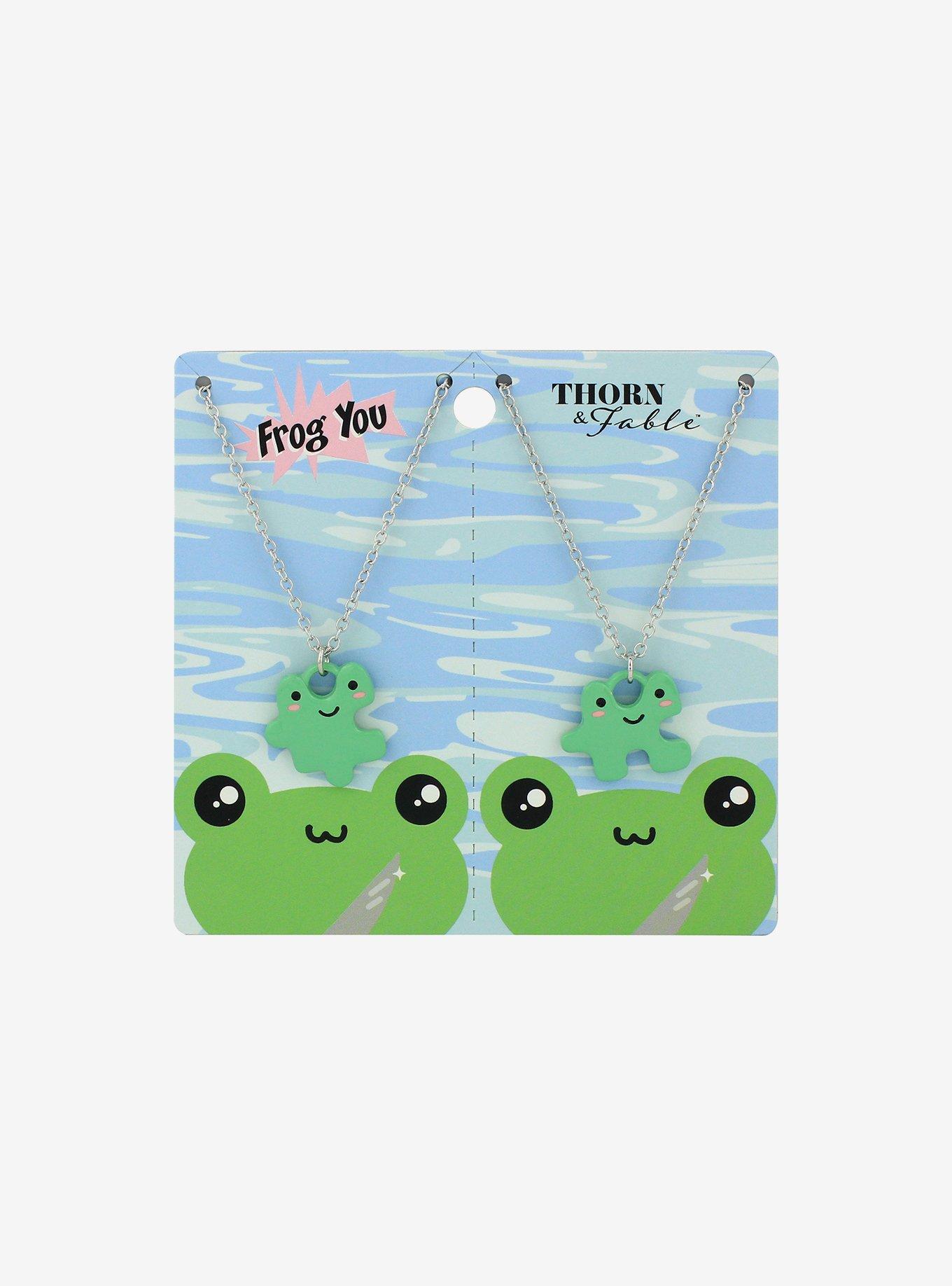 Thorn & Fable Frog Puzzle Piece Best Friend Necklace Set, , hi-res