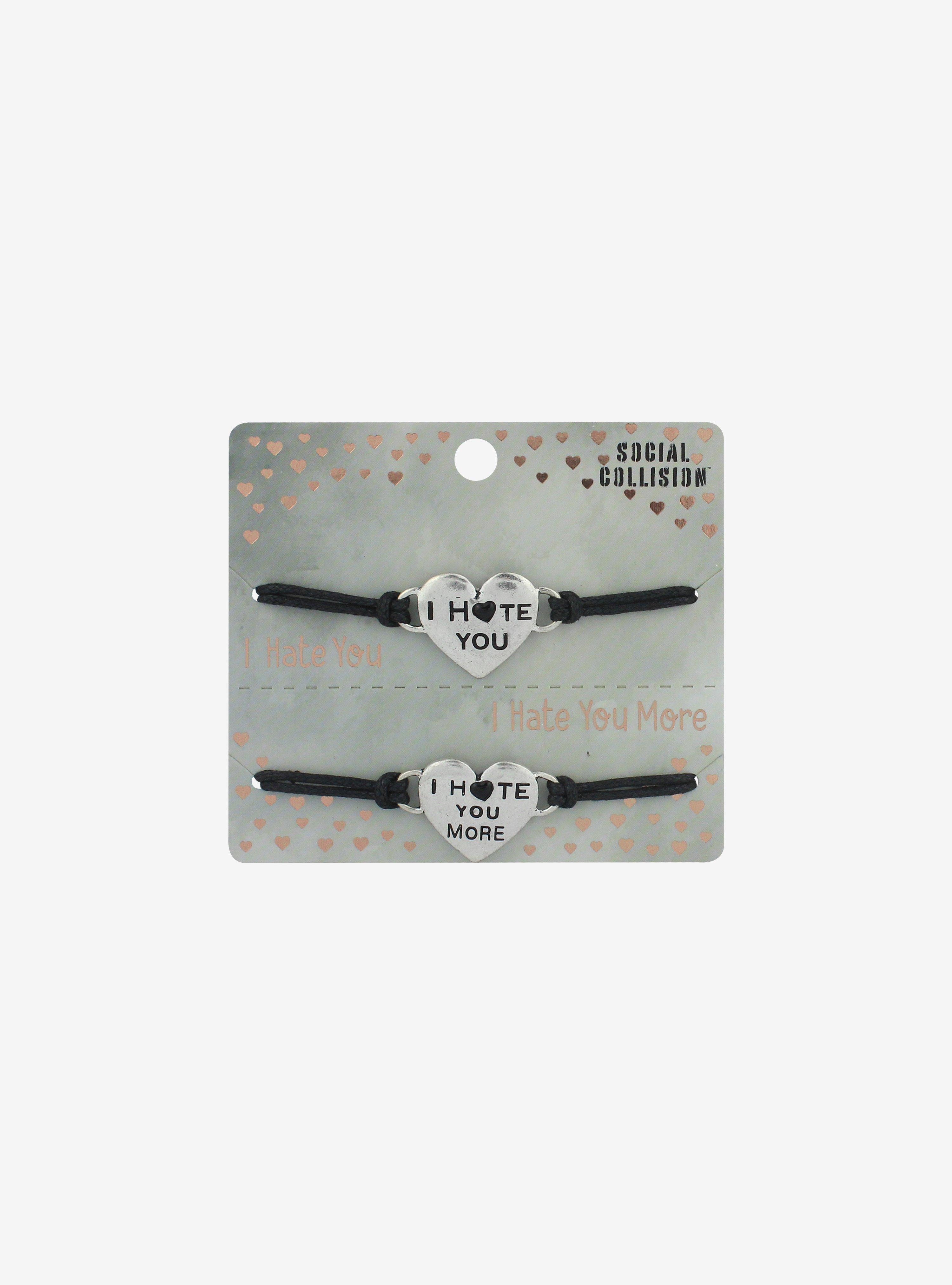 Social Collision Hate You Heart Best Friend Cord Bracelet Set, , hi-res