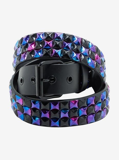 Black & Purple Anodized Pyramid Stud Belt | Hot Topic