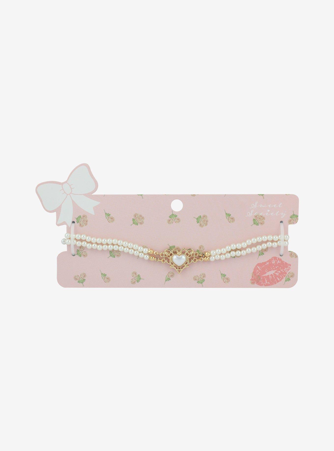 Sweet Society Heart Pearl Choker, , hi-res