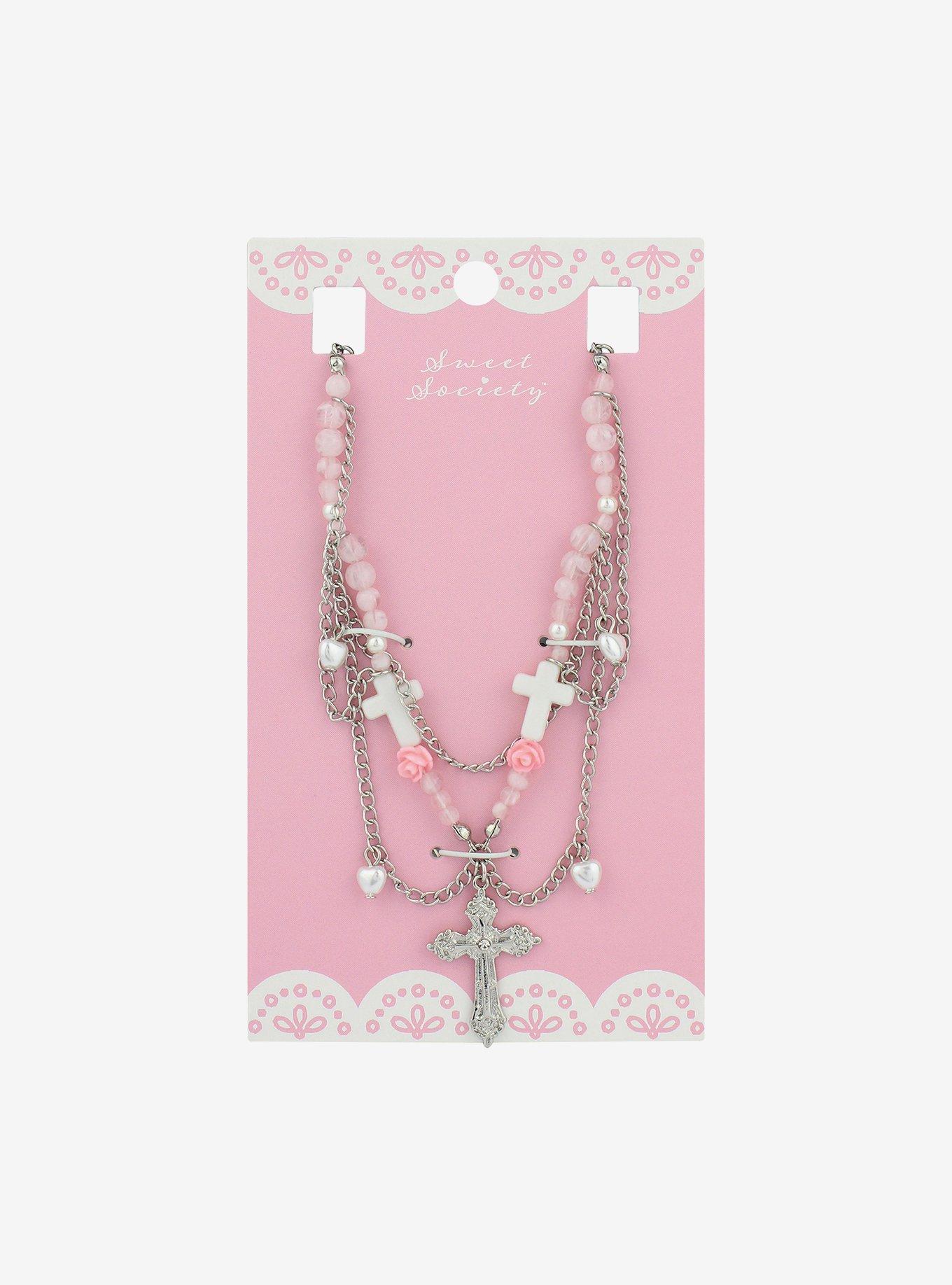 Sweet Society Cross Chain Layered Necklace, , hi-res