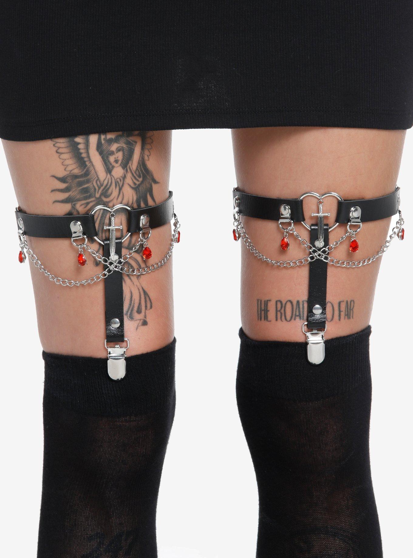 Sword Heart Red Gem Garter Set, , hi-res