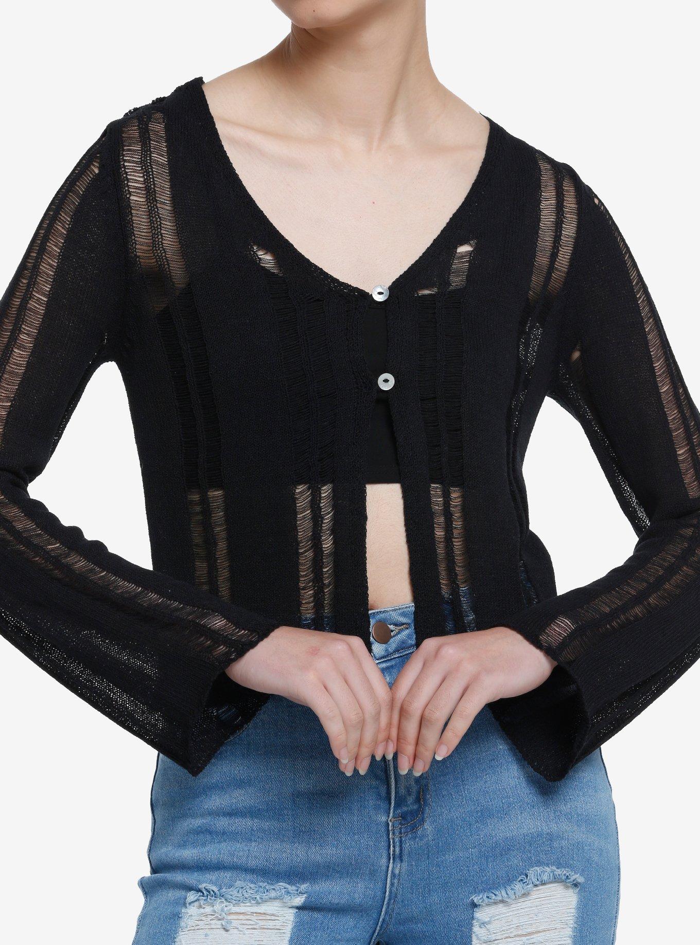 Mesh hot sale black cardigan