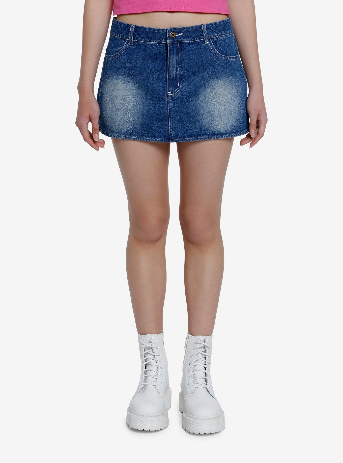Blue Denim Mini Skirt, , hi-res