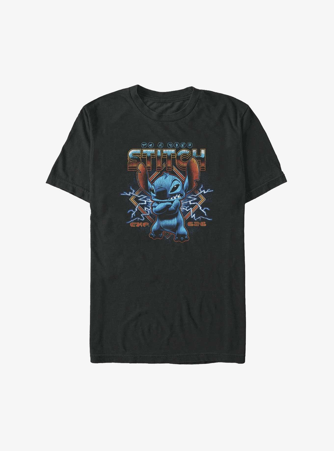 Disney Lilo & Stitch Metallic Lightning Stitch Big & Tall T-Shirt, BLACK, hi-res