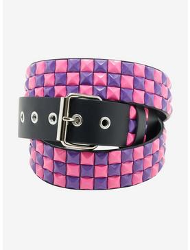 Purple & Pink Pyramid Stud Belt, , hi-res