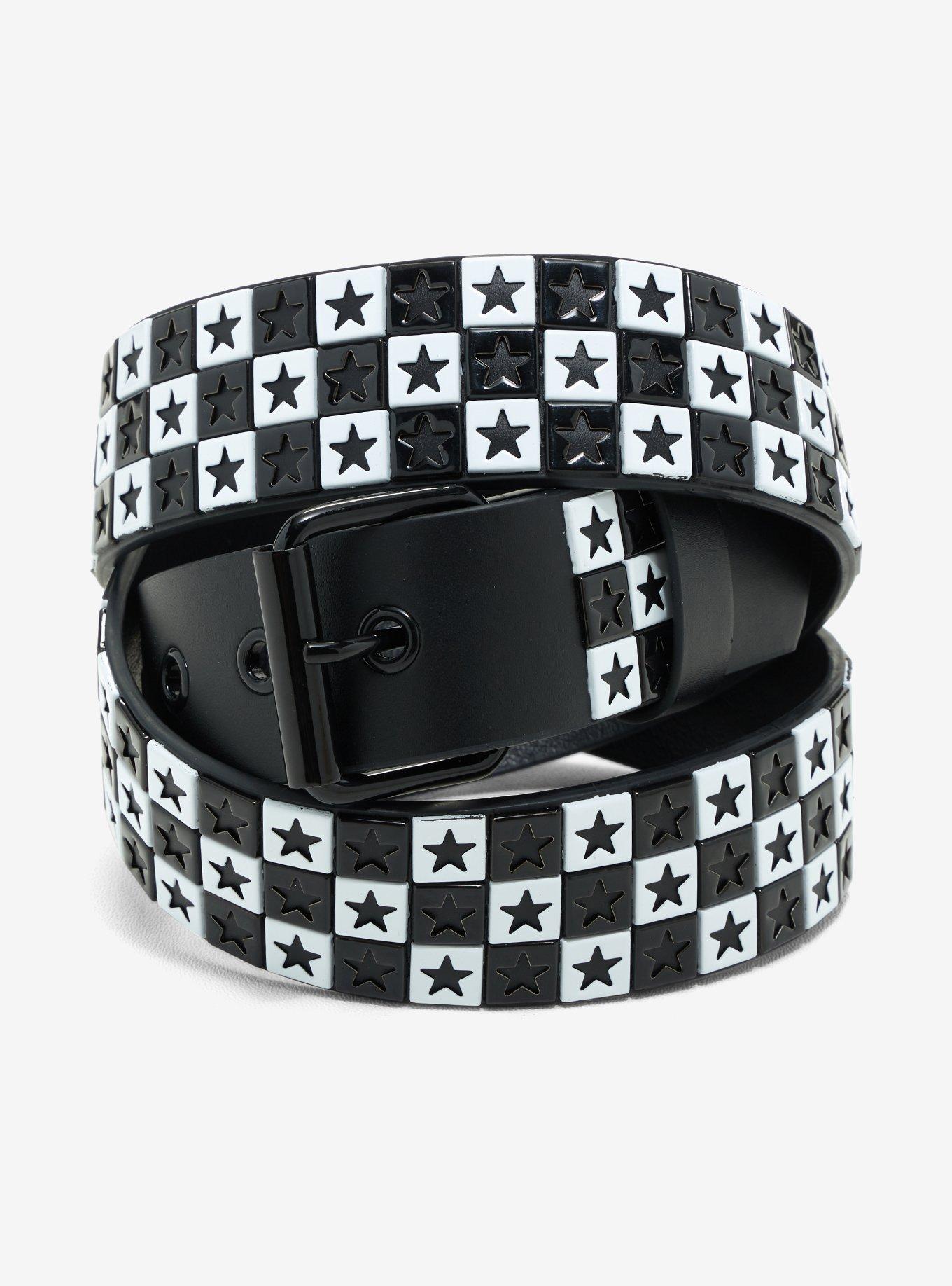 Black & White Checkered & Star Belt, , hi-res