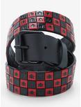 Black & Red Checkered Skull Belt, MULTI, hi-res