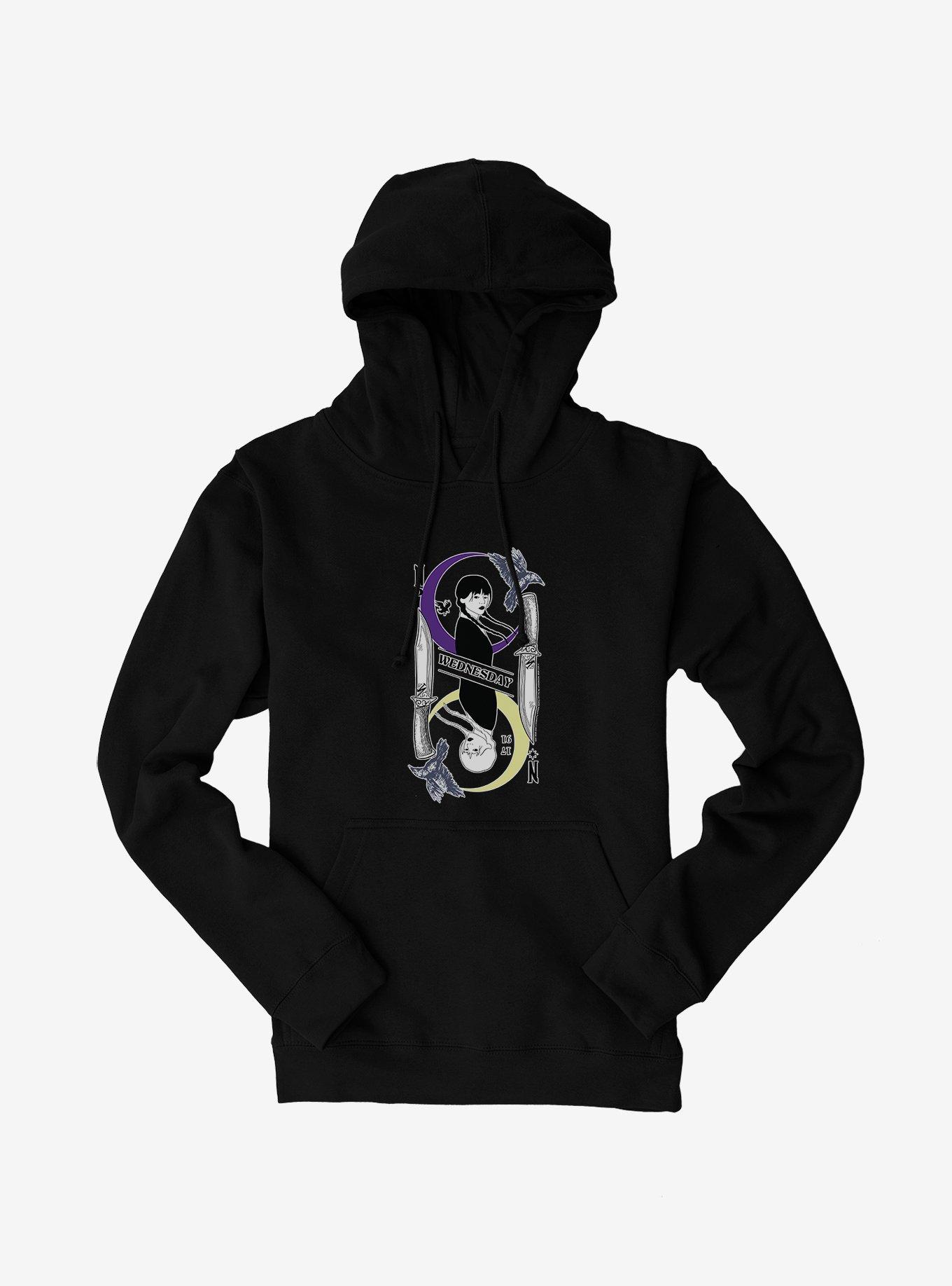Wednesday Moon And Stars Doppleganger Card Hoodie, , hi-res
