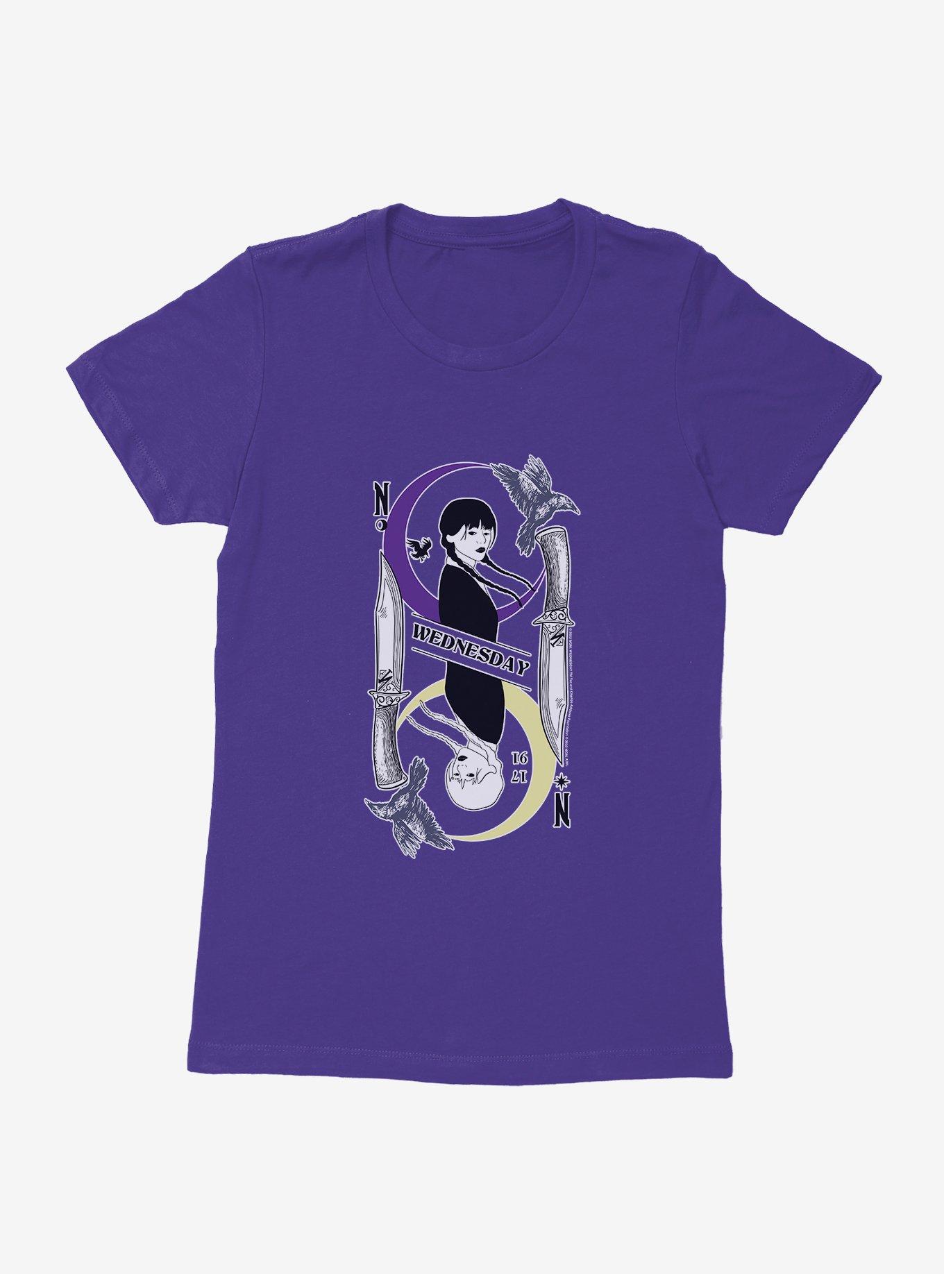 Wednesday Moon And Stars Doppleganger Card Womens T-Shirt