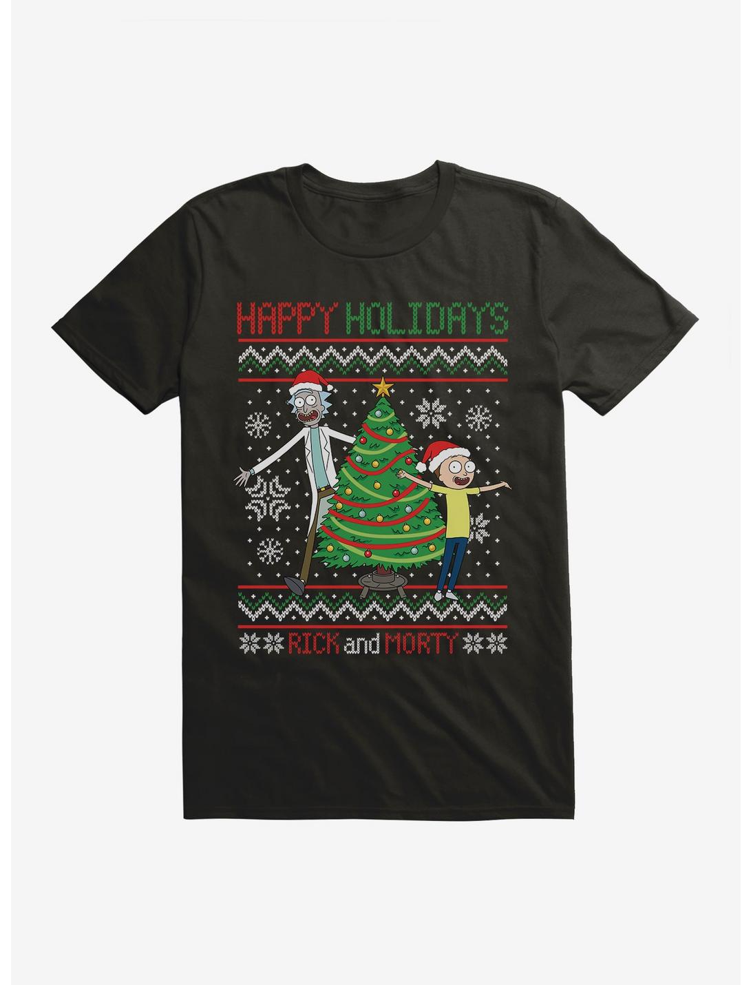 Rick And Morty Happy Holidays Ugly Christmas T-Shirt, , hi-res