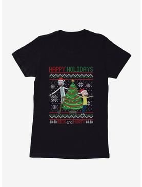 Rick And Morty Happy Holidays Ugly Christmas Womens T-Shirt, , hi-res