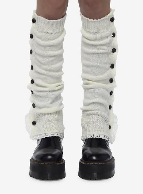 White Button Lace Leg Warmers | Hot Topic
