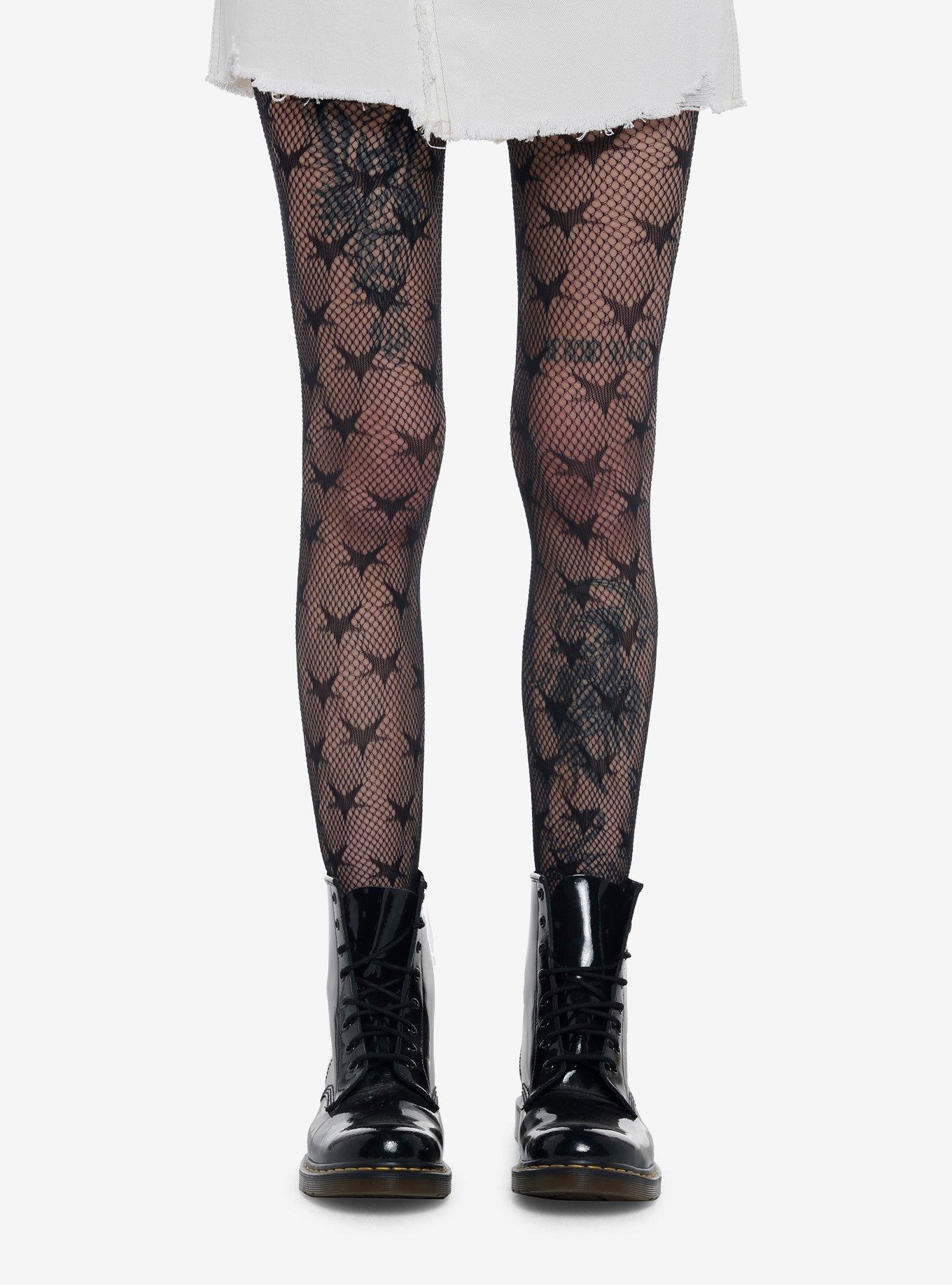 Black Star Fishnet Tights, , hi-res