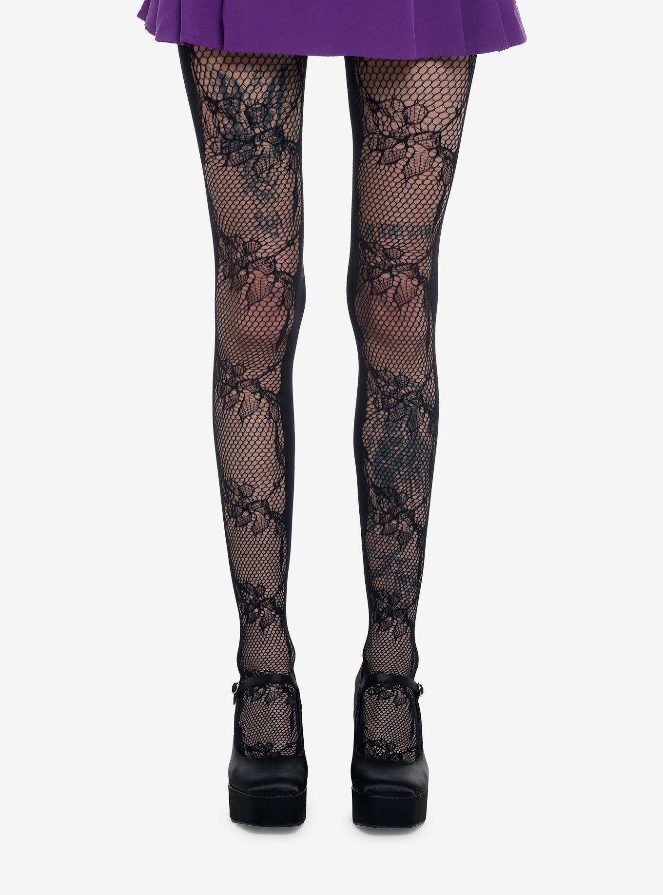 Black Floral Fishnet Tights