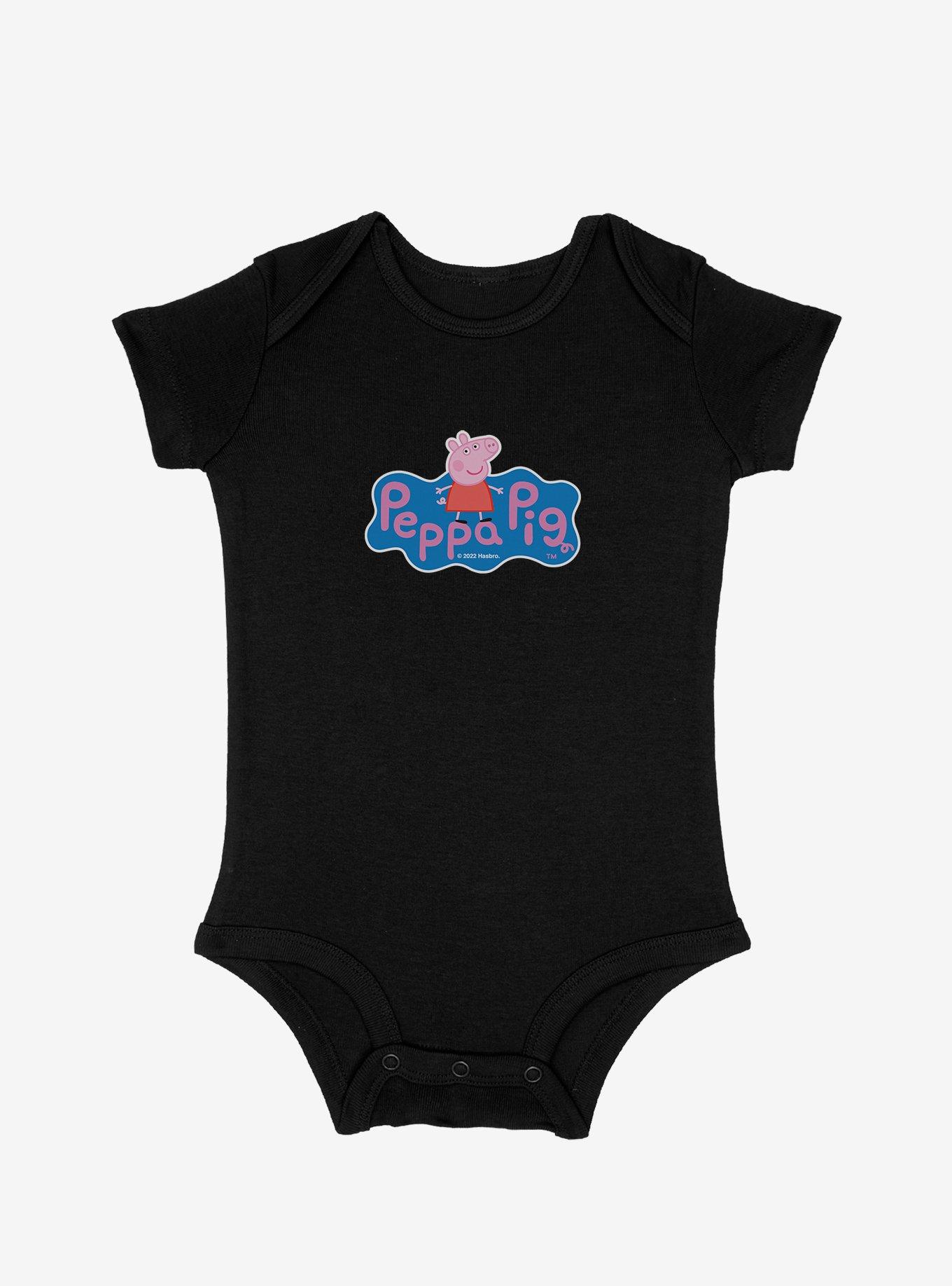 Peppa Pig Portrait Logo Infant Bodysuit, BLACK, hi-res
