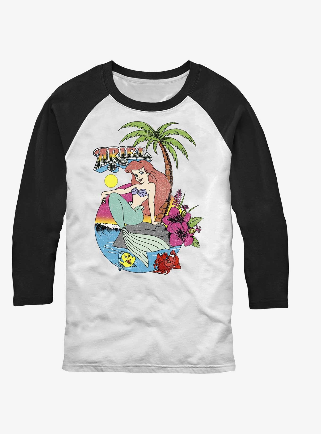 Disney The Little Mermaid Ariel Sunset Raglan, WHTBLK, hi-res