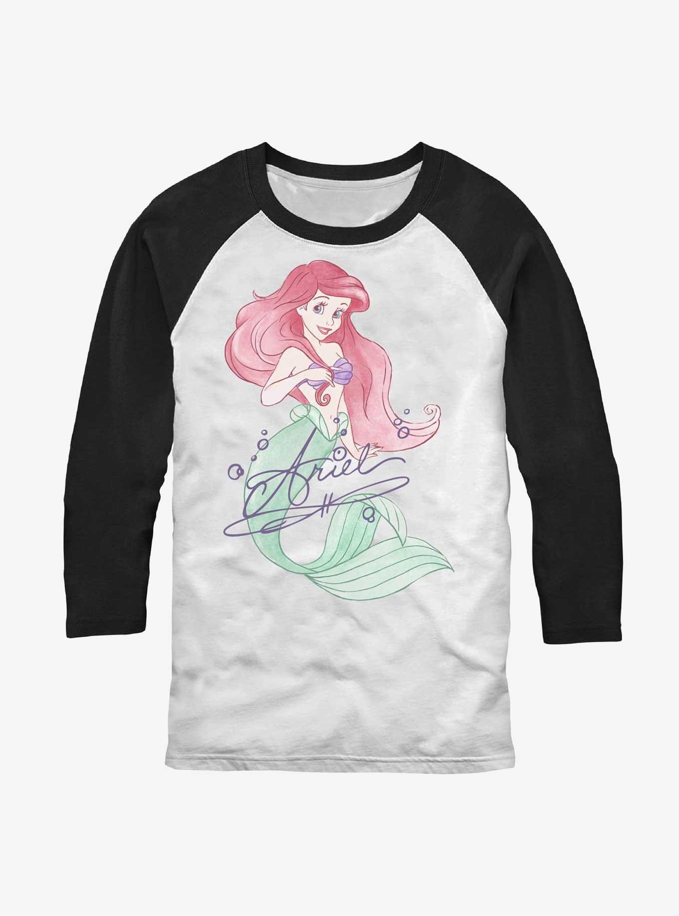 Disney The Little Mermaid Signed Ariel Raglan, WHTBLK, hi-res