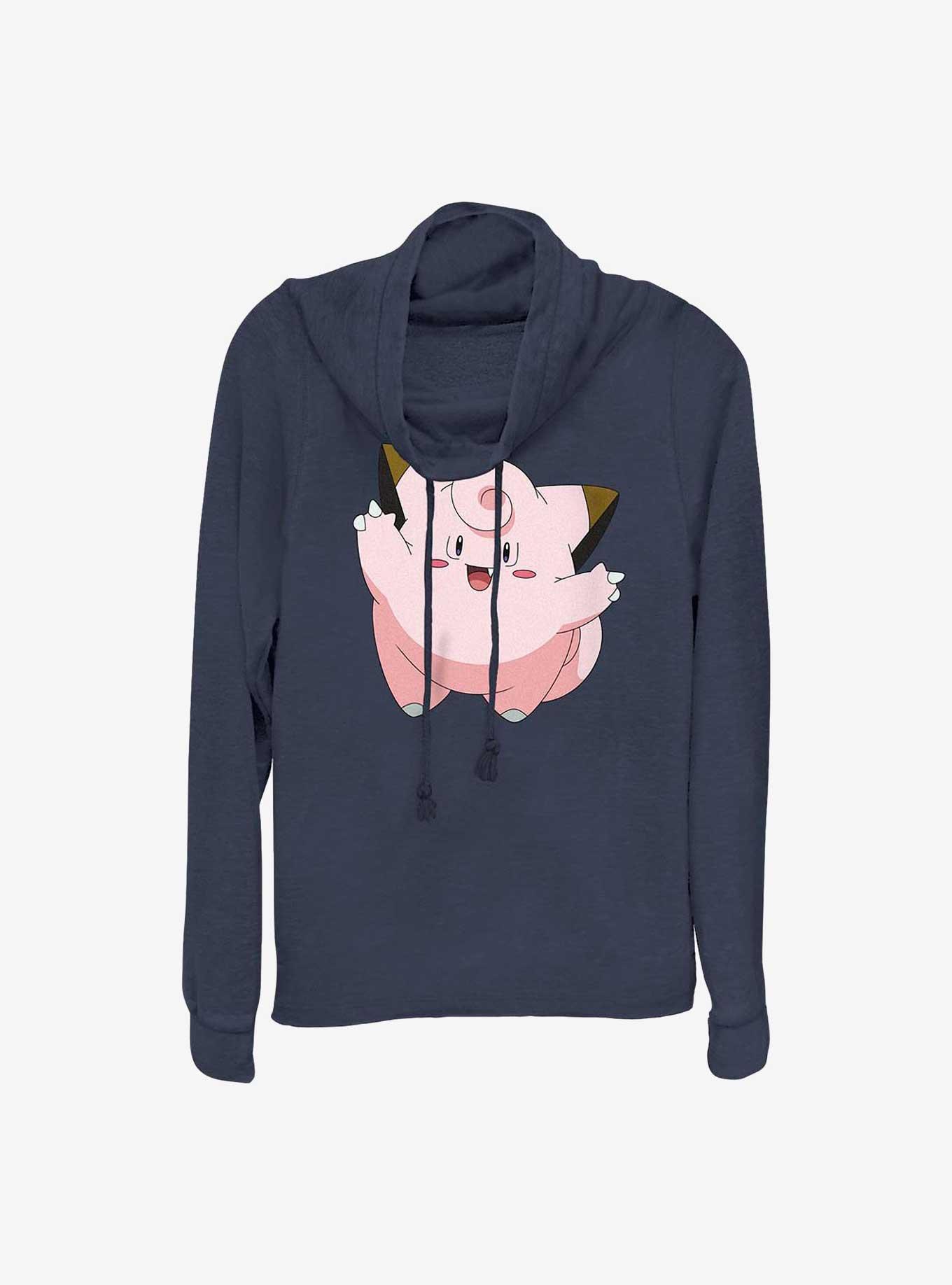 Pokemon Clefairy Cowl Neck Long-Sleeve Top, NAVY, hi-res