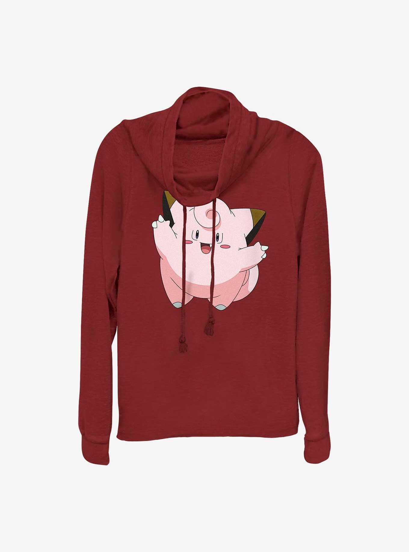 Pokemon Clefairy Cowl Neck Long-Sleeve Top, SCARLET, hi-res