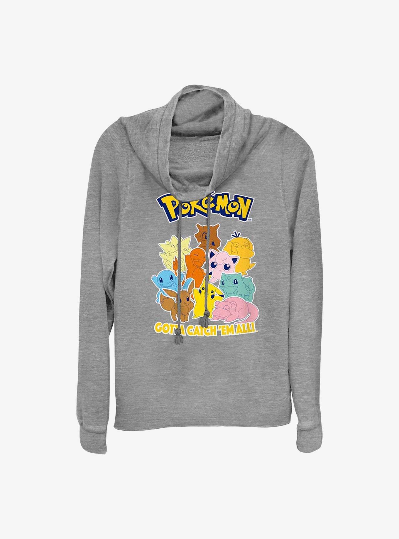 Pokemon Catch 'Em All Cowl Neck Long-Sleeve Top, , hi-res