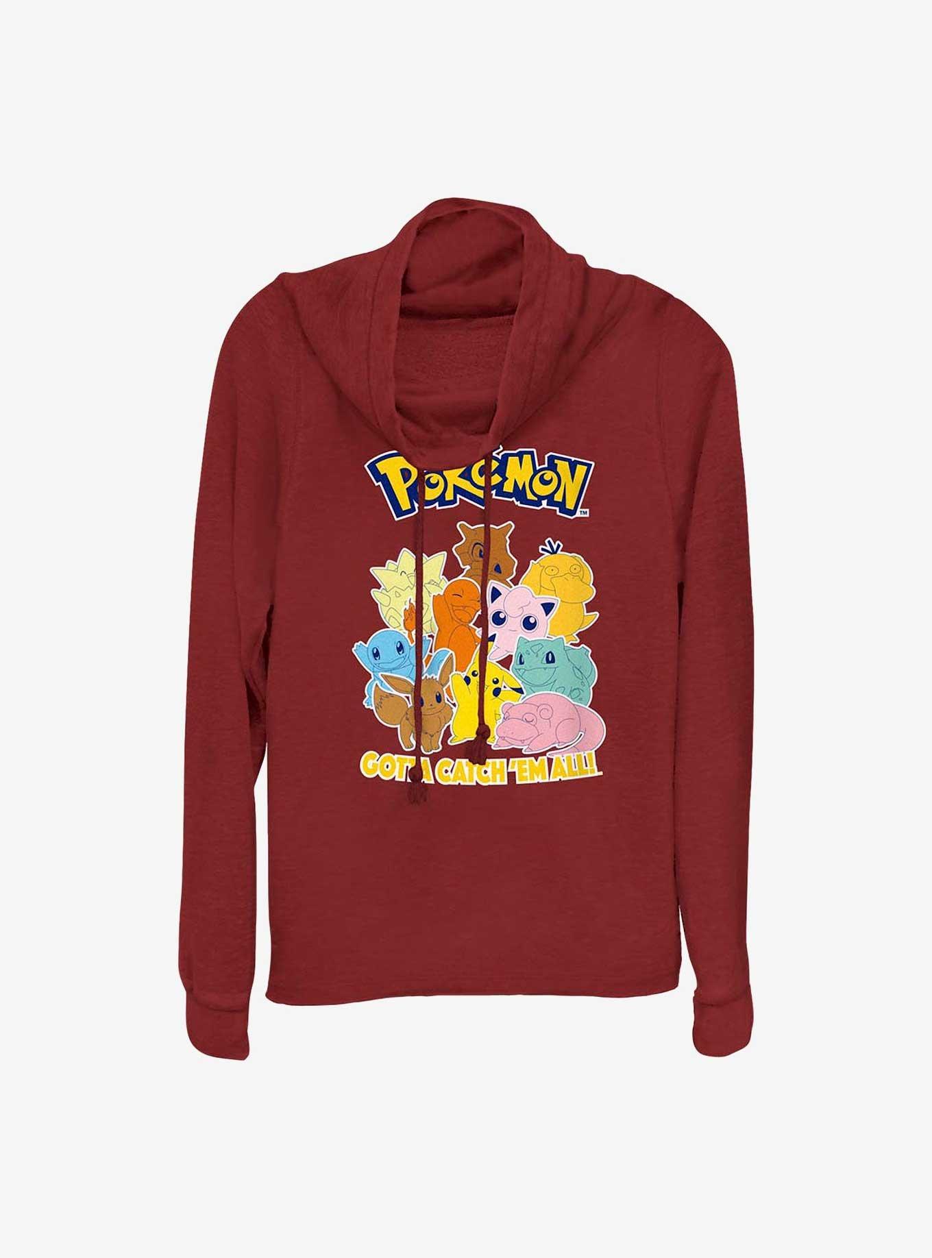 Pokemon Catch 'Em All Cowl Neck Long-Sleeve Top, , hi-res