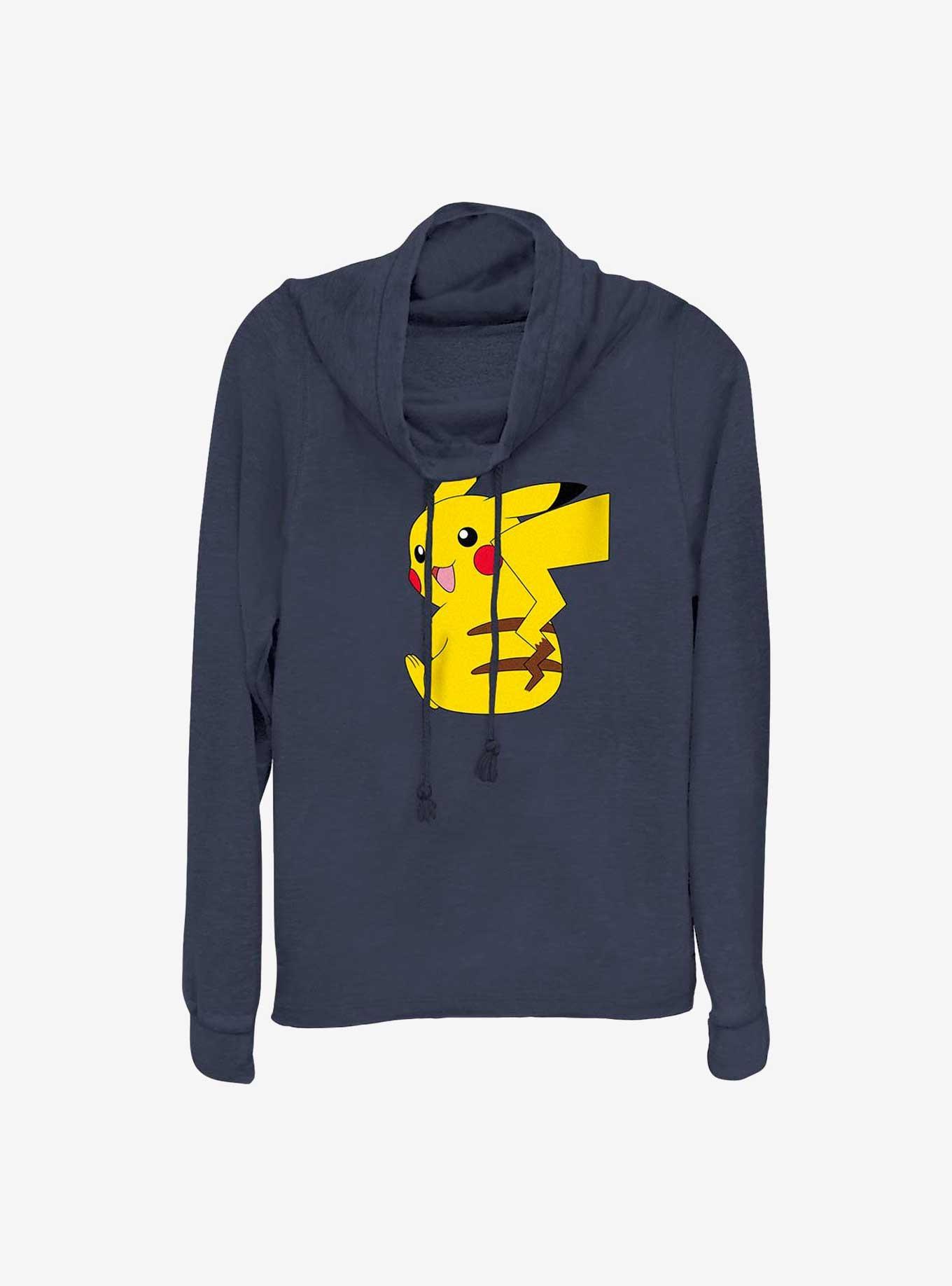 Pokemon Cheeky Pikachu Cowl Neck Long-Sleeve Top, NAVY, hi-res