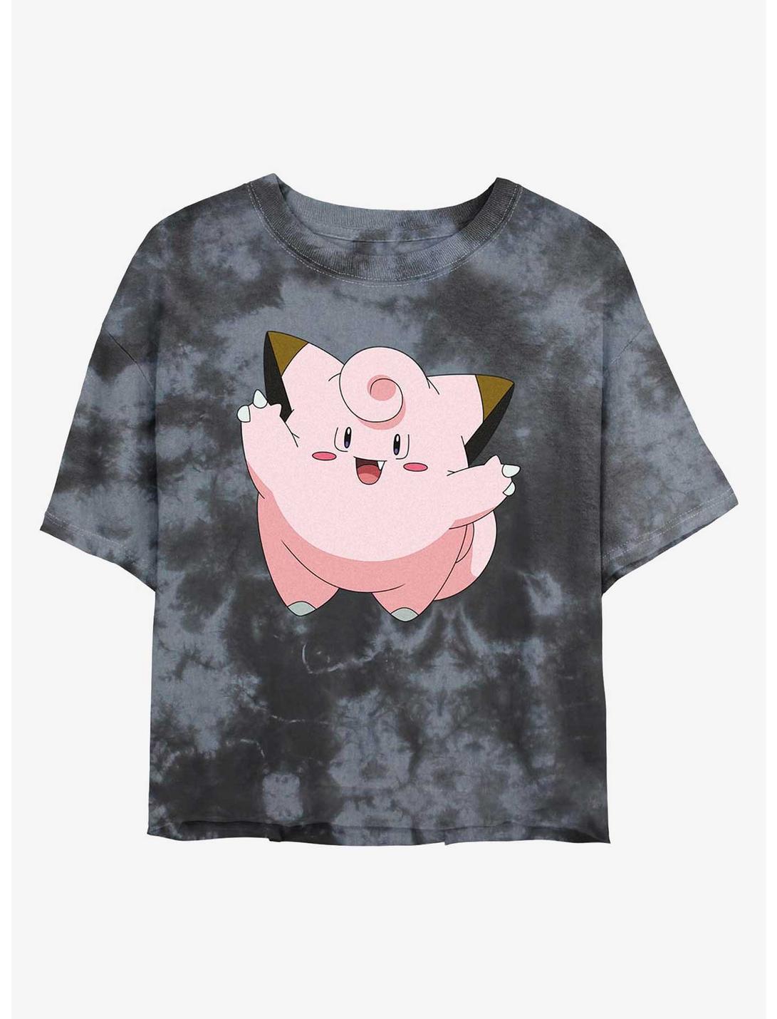 Pokemon Clefairy Tie-Dye Girls Crop T-Shirt, BLKCHAR, hi-res
