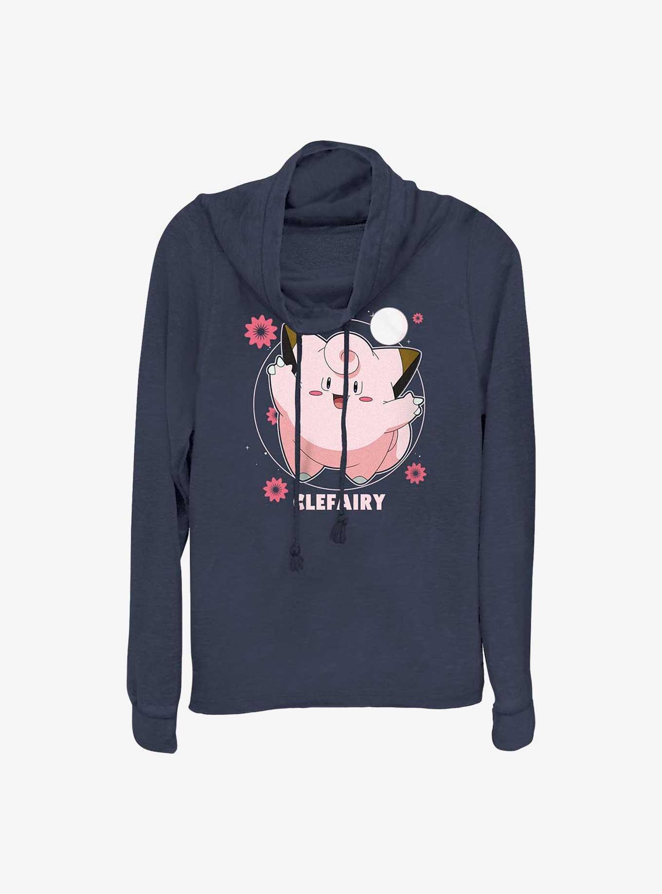 Pokemon Clefairy Fairy Dance Cowl Neck Long-Sleeve Top, NAVY, hi-res