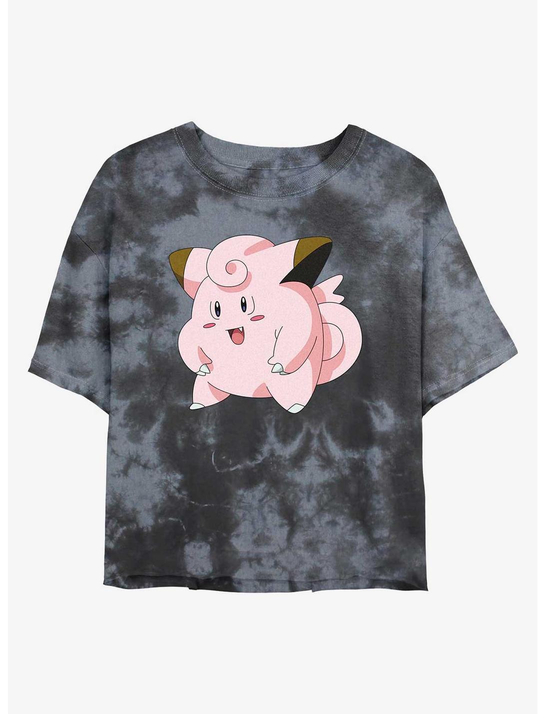 Pokemon Clefairy Pose Tie-Dye Girls Crop T-Shirt, BLKCHAR, hi-res