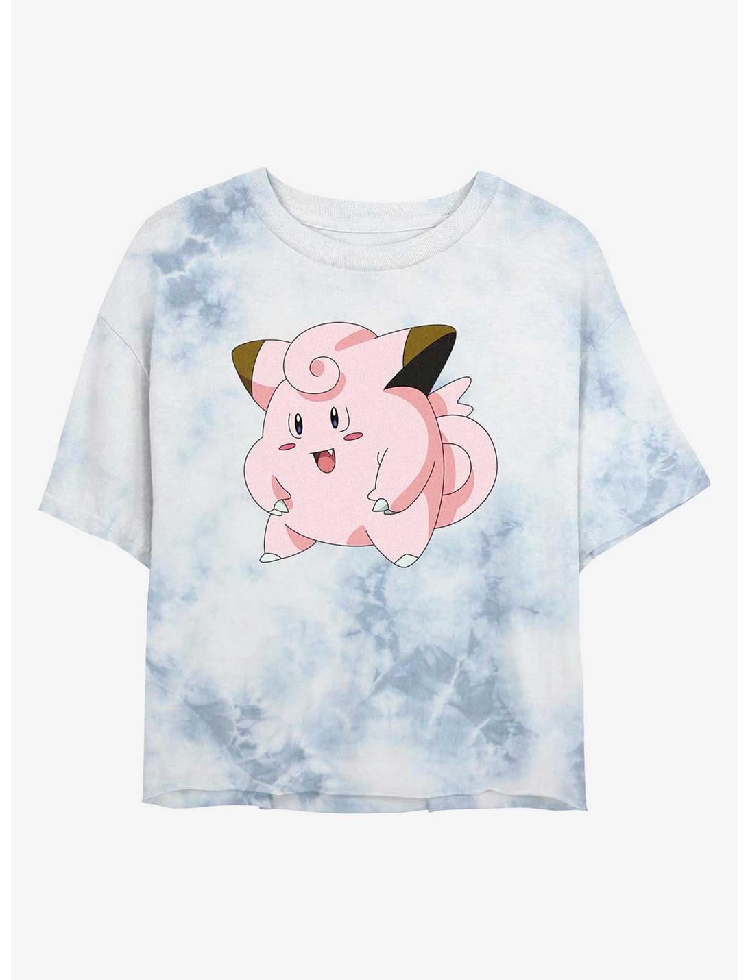 Pokemon Clefairy Pose Tie-Dye Girls Crop T-Shirt, WHITEBLUE, hi-res