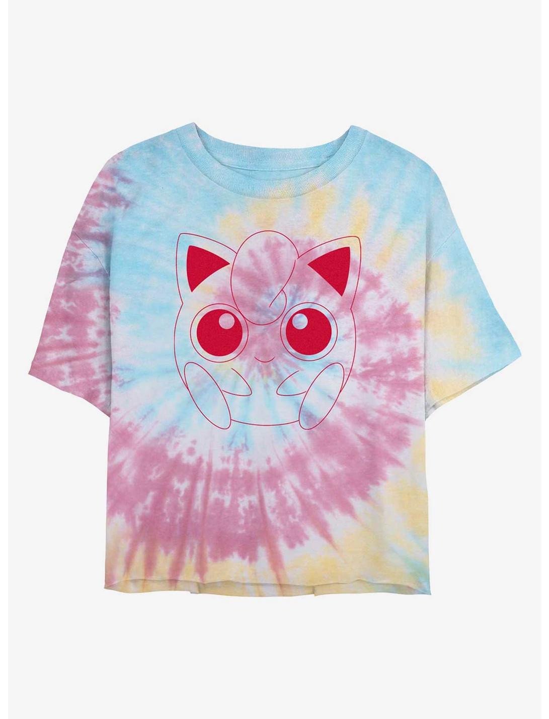 Pokemon Jigglypuff Outline Tie-Dye Girls Crop T-Shirt, BLUPNKLY, hi-res